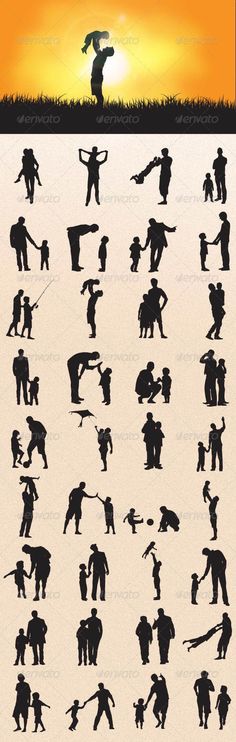 the silhouettes of people in different poses