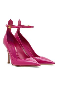 Valentino Garavani: Pink Tan-Go 100 Heels | SSENSE Canada Beige Heels, Pink Accessories, Ankle Strap Pumps, Patent Leather Heels, Luxury Streetwear, Valentino Garavani, Leather Heels, Designer Fashion