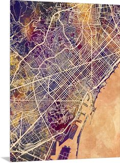 a map of the city of san francisco, california with watercolor paint on it