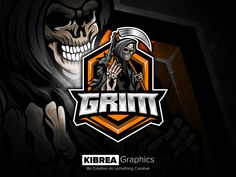 the grimt logo with a skeleton holding a knife