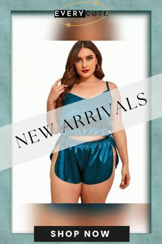 Cyan Silk-like Plus Size Pajama Set Blue Summer Home Sets, Casual Sets For Summer Nights, Casual Summer Night Sets, Blue Summer Night Sets, Set Plus Size, Plus Size Pajamas, Clothing Plus Size, Plus Size Clothing, Women's Style