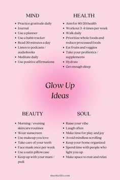 Mental Glow Up Checklist, Summer Glow Up, Glow Up Ideas, Glow Up Checklist, Travel Instagram Ideas, Level Up Your Life, Mind Health, Beauty Soul, 2024 Inspiration