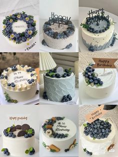 many different types of cakes with happy birthday written on them