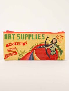 Sometimes art supplies are pencils and erasers and sometimes they're creativity-enhancing gummies. This bag'll hold either and both. 95% post consumer recycled material.  8.50"w X 4.25"h Vintage Pencil Case, Cute Pencil Cases, Pencil Case Art, Cool Pencil Cases, Art Supplies Bag, Dog Beer, Zipper Pencil Case, Wine Book, Best Pencil