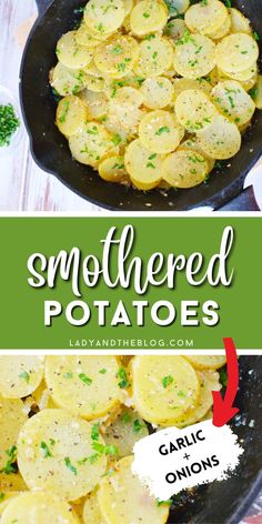 Smothered Potatoes Recipe Made With Garlic And Onions Parsley Potatoes, Gluten Free Chicken, Side Dishes Easy