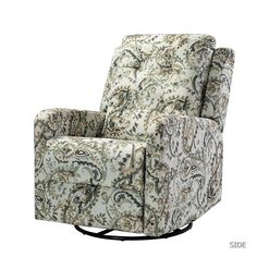 the recliner chair is upholstered and ready to be used in any room