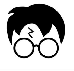 a black and white image of harry potter glasses with a lightning bolt in the middle