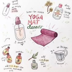 a drawing of yoga mat and its ingredients