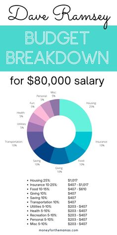 a blue and white poster with the words budget breakdown for $ 80, 000