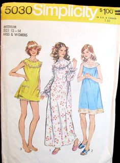 Simplicity 5030 Womens Nightgowns Shortie Baby Dolls Bloomers Size Medium 1972 | eBay Baby Doll Pajamas, Nightgown Pattern, Babydoll Nightgown, 1970s Sewing Patterns, Vintage Pajamas, Pajama Pattern, Lingerie Vintage, 70s Women, Nightgowns For Women