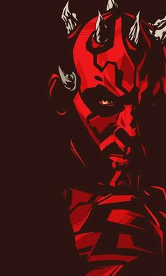 a stylized image of darth vader from star wars with red and black background