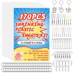 10 packs of shrinky plastic sheets with clippings and clips on each side