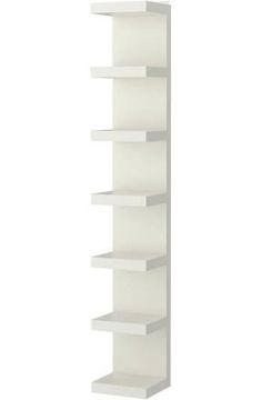 a white book shelf with five shelves on each side