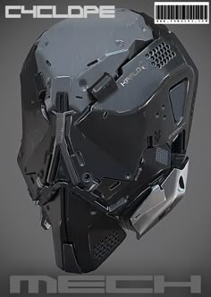 an image of a futuristic helmet with barcodes on the front and back side