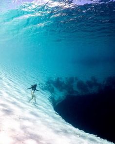 a woman is swimming in the ocean water