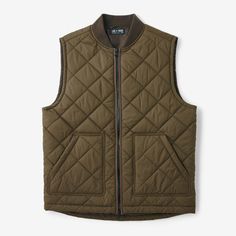 Equipped with a lightweight 30 denier micro-ripstop shell, the Essex Quilted Vest is built to withstand the elements without weighing down the journey. Functional 3" diamond quilting ensures even distribution of high-loft 100 gsm fill for optimal warmth without the bulk. A durable water-repellent coating keeps drizzles at bay while a two-way zip closure provides an adjustable fit and superior breathability. Extra warm details like flannel-lined pockets, a doubled 1x1 rib knit collar, and a drop Quilt Layers, Golf Vest, Bespoke Post, Golf Brands, Chore Coat, Huge Sale, Vest Pattern, Heritage Fashion, Quilted Vest