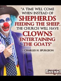 a clown wearing a blue suit and hat with a quote from charles spurson on it