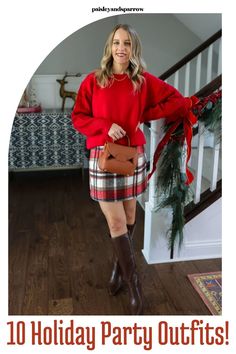 Here are 10 festive holiday outfits that you can wear to any Christmas or New Years party! These are perfect for any style - fancy to leggings! Festive Holiday Outfits, Christmas Party Fashion, Holiday Party Outfits, Fall Style Guide, Black Sequin Top, Holiday Party Outfit, Trendy Fall Outfits, Green Sequins, Party Outfits