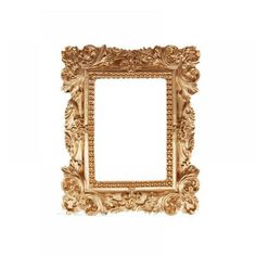 an ornate gold frame on a white background