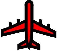 an airplane is shown in black and red