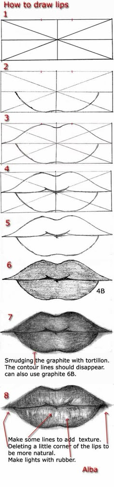 some diagrams showing how to draw lips