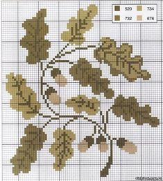 a cross stitch pattern with leaves on it