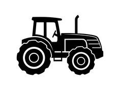 a black and white silhouette of a tractor