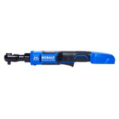 a blue and black tool on a white background with the words kobalt in it