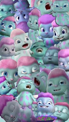 an image of many different colored monsters in the same group, all with their mouths open