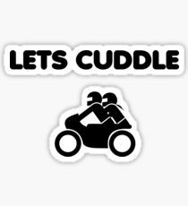 a sticker with the words let's cuddle in black and white on it