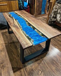 a table that has been made to look like a river