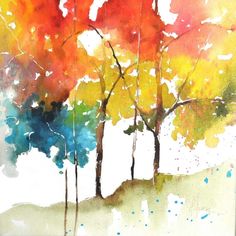 Rainbow Trees II Poster Print - Leticia Herrera-VARPDX113226GG Image 1 Rainbow Trees, Rainbow Tree, 수채화 그림, Fine Art Landscape, 3 Piece Wall Art, Sumi E, Landscape Canvas, Rustic Modern, Landscape Prints