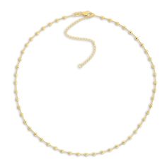 Distinctive diamond-cut beads brighten links around the length of this timeless women's solid choker necklace. Fashioned in 14K yellow gold, the adjustable 13-inch chain secures in place with a lobster clasp. Women Choker Necklace, Jared The Galleria Of Jewelry, Womens Chokers, Bead Chain, Chain Choker Necklace, Chain Choker, Diamond Cut, Beaded Chain, Lobster Clasp