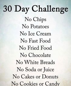 30 Day Challenge Food, No Fast Food, No Soda, Healthy Eating Challenge, 30 Day Diet, Nutrition Sportive, Resep Diet, 30 Day Fitness