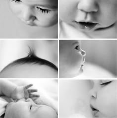 four different images of a baby's face and head