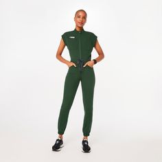 Cargo Jumpsuit, Green Outfits, Black Fig, British Racing Green, Smile Teeth, Figs Scrubs, Racing Green, Jumpsuit Outfit, Awareness Ribbon