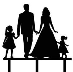 Siluete Umane Familie, Family Silhouette Art, Silhouette Wedding Cake, Family Silhouette, Wedding Cake Topper Silhouette, Mother Daughter Art, Silhouette Cake Topper, Silhouette Wedding