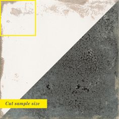 an old photo with some yellow and black squares on it's side, as well as the text cut sample size