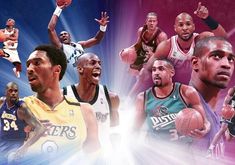 an image of basketball players collaged together in the middle of a graphic style