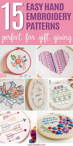 15 easy hand embroidery patterns perfect for gift giving