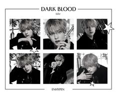 four different photos of the same person in black and white, one with blonde hair