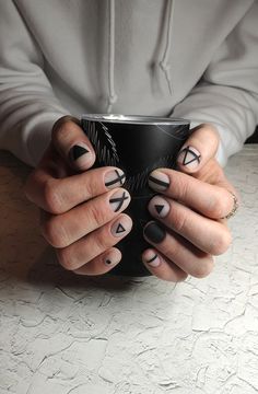 Painted Aesthetic, Mens Manicure, Nails Manicures, Black And White Nail, Nails Painted, Minimal Nails Art, Mens Nails, Punk Nails