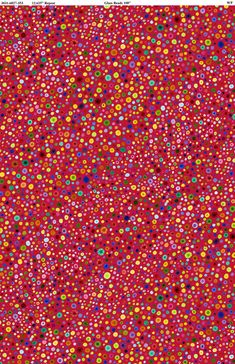 an abstract red background with multicolored dots