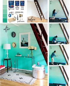 the steps to painting a room are shown in this collage with pictures and instructions