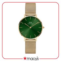 in stock Emerald Watch, Dw Watch, Daniel Wellington Petite, Green Dial Watch, Daniel Wellington Women, Daniel Wellington Watch, Green Watch, 2022 Vision Board, Mesh Bracelet