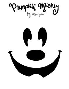 a black and white image of a face with the words pumpkin mickey on it