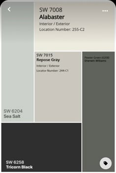 the interior and exterior color scheme for an apartment in black, gray, and white