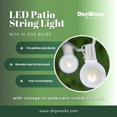 led patio string light with 10 g9 bulbs