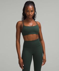 Focus On Every Push, Press, And Hold. This Narrow-Strap Bra Is Intentionally Designed With A Light Feel That Lets You Stay Hyper-Mindful. Designed For Training. Intended For Low-Impact Activities. Pockets For Optional, Removable Cups. | Wunder Train Strappy Racer Bra Light Support, C/D Cup Green Lululemon, Running In Cold Weather, Strap Bra, Wunder Train, Strappy Bra, Tank Top Dress, Racerback Bra, Back Women, Womens Bras