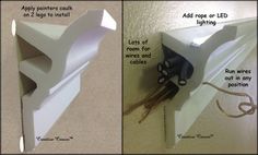 two pictures side by side with instructions on how to install an electrical outlet in the wall